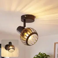 ZMH Deckenstrahler 1 Flammig Schwarz Innen E14 Vintage Deckenspots Schwenkbar 350° Wandspot Retro Metall Käfigform für Schlafzimmer Wohnzimmer flur