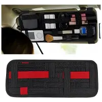 OEM Autozonneklep Organizer - Antislip-Rubber - Universal - Tas - 34,5 x 13,5 cm - Schwarz/Rot