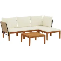 vidaXL 5 stk. Massives Akazienholz & Seil Natur