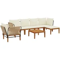 vidaXL 7 stk. Massives Akazienholz & Seil Natur