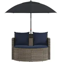 vidaXL Garten-Sofa 8 stk. Poly-Rattan Grau und Marineblau