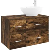 vidaXL Badezimmermöbel-Set 2 stk. Geräucherte Eiche Holzwerkstoff