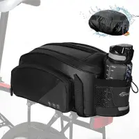 Merkloos Fahrradtasche Gepäckträger 12 l, wasserdicht, Hauptfach, Seitentaschen, Flaschenhalter, für Fahrradtour