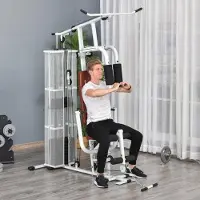 BellaFurn Kraftstation für zu Hause - Multigym | Farbe: Weiß | Abmessungen: 110x150x210 cm