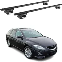 Aurilis Dachträger Grundtäger für Mazda6 mk2 Kombi 2007-2012 90kg Aluminium Schwarz