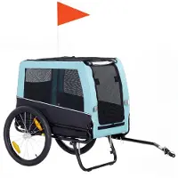 BellaFurn Hundefahrradanhänger, faltbar, bis 20 kg | Farbe: Hellblau | Abmessungen: 70x143x90 cm