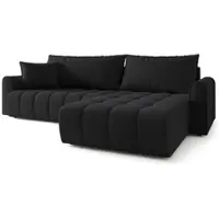 Masseno Ecksofa FRIGA mit Schlaffunktion L-Form, Sofa mit Bettkasten, Wohnzimmersofa, Couch, Soffa, Bettsofa, Couchgarnitur- Schwarz, ARAGON 99