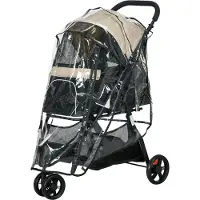 BellaFurn Zusammenklappbarer Hundekinderwagen mit Regenschutz | Farbe: Braun, Schwarz | Abmessungen: 51,5 x 80,5 x 100 cm