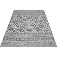 KADIMA DESIGN FLACHWEBTEPPICH, mit Rautenmuster, aus Polypropylen, Anthrazit, 150 x 150 cm