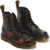 Dr. Martens Schnürboots "1460 J black T Lamper" Herbstboots, Mini&Me mit farbiger Blumenstickerei