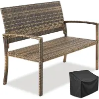 TecTake GmbH Rattan-Gartenbank Murat 2-Sitzer, wetterfest, 250 kg - natur 406748