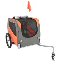 DUOKU Hundetransportanhänger - - Modell DT806 - Tragfähigkeit 30 kg - Klappbar - Farbe Orange/Grau
