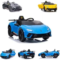 Es-toys Kinder Elektroauto Lamborghini Huracan EVA-Reifen Scheinwerfer Bluetooth blau