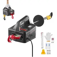 DUOKU Tragbarer elektrischer Flaschenzug 2 in 1--Hebekraft 500 kg-Motor 1500 W-Hubhöhe 7,6 m-Geschwindigkeit 5 m/min