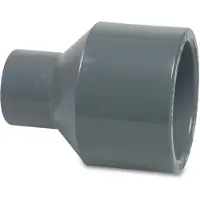 MEGA GROUP Mega Reduziermuffe PVC-U 125/110 mm x 90 mm Klebestutzen/Klebemuffe x Klebemuffe 16 bar, grau