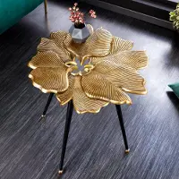 Invicta riess-ambiente Dekorativer Beistelltisch GINKGO LEAFS 60cm gold Metall Couchtisch