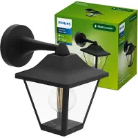 Philips Wandleuchten Juli, 25 W, E27, ohne Leuchtmittel, Schwarz, Aluminium, I, Modern, Garage, Garten, Terrasse, Wasserfest, Beständig gegen Rost, Staubresistent, Wasserdicht