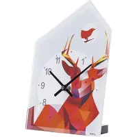 AMS T1251 Tischuhr mit Acrylglas und rotem Hirsch-Design
