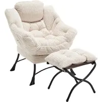 EUAKT GmbH Sessel Flanell Armlehnstuhl Ohrensessel mit 1 Fußhocker, 1 Seitentasche, Relaxsessel mit Hocker, Der Polstersessel mit Stahlgestelle
