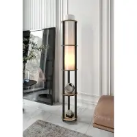 Opviq , Moderne Stehlampe aus Craft-Papier & MDF, Walnuss, 150 cm hoch, 1 x E27 Max 40 W, IP20, elegantes Design für Wohn- und Arbeitsräume, ohne Glühbirne.