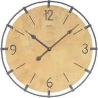 AMS W9616mo Wanduhr mit Holzgehäuse und Metallring