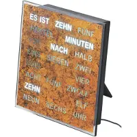 AMS T1240 Tischuhr mit LED-Wortuhr und Wurzelstruktur-Zifferblatt
