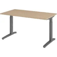 Bümö Schreibtisch Serie-XB - Gestell: Graphit, Nachbildung: Eiche, Größe: 140 x 80 cm