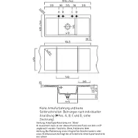 SYSTEMCERAM Flächenbündige Spüle MERA MIDDLE F in POLAR mit Handbetätigung /