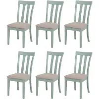 Mendler 6er-Set Esszimmerstuhl MCW-G46, Küchenstuhl Stuhl, Stoff/Textil Massiv-Holz mintfarbenes Gestell, beige