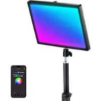 Neewer GL25C LED RGB Streaming Key Light, APP/PC/Stream Deck Steuerung 25W 2500 Lux/0,5m 2900K-7000K CRI95+/TLCI97+ VOLL RGB dimmbares, kantenemittierendes, leises Webcam Videolicht mit Tisch Ständer