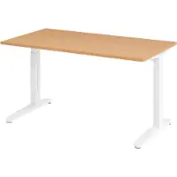 Bümö Schreibtisch Serie-XB - Nachbildung: Buche, Gestell: Weiß, Größe: 140 x 80 cm
