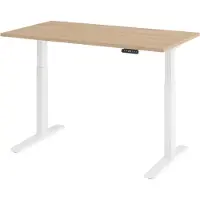 Bümö Schreibtisch elektrisch XMKA - Gestell: Weiß, Nachbildung: Eiche, Größe: 140 x 80 cm
