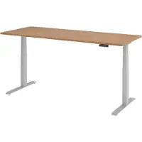 Bümö Schreibtisch elektrisch XDKB - Gestell: Silber, Nachbildung: Nussbaum, Größe: 200 x 80 cm