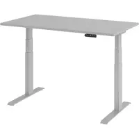 Bümö Schreibtisch elektrisch XDKB - Gestell: Silber, Nachbildung: Grau, Größe: 140 x 80 cm