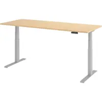 Bümö Schreibtisch elektrisch XDKB - Nachbildung Ahorn, Gestell: Silber, Größe: 200 x 80 cm