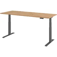 Bümö Schreibtisch elektrisch XDKB - Nachbildung: Asteiche, Gestell: Graphit, Größe: 200 x 80 cm