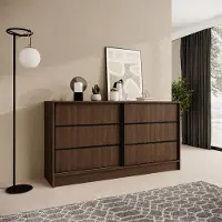 Beautysofa Kommode MIRELA 160 cm Warmia Walnuss, Sideboard mit 2 Schiebetüren, Highboard mit dekorativen Zierleisten, Moderne Anrichte, Viel Stauraum