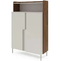 Beautysofa | Highboard POSITIVO Kommode Kaschmir & Nussbaum Alba 103,2 x 160 x 42 cm – Moderne Kommode 2 Türen mit Tip-On-System und 1 offenes Fach