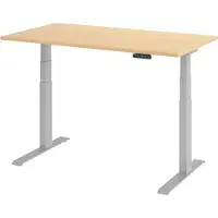 Bümö Schreibtisch elektrisch XDKB - Nachbildung Ahorn, Gestell: Silber, Größe: 140 x 80 cm