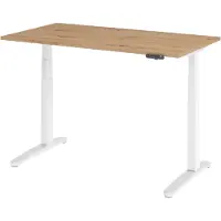 Bümö Schreibtisch elektrisch XBHM - Nachbildung: Asteiche, Gestell: Weiß/Alu poliert, Größe: 140 x 80 cm