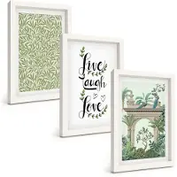 Tulup BILDER SET 3er Set - 20x30 cm Weißer Rahmen - Grüne Blätter von Pflanzenarchitektur