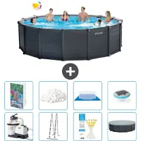 Intex Graphite Panel Pool Rund - 478x124 cm - 7-teilig S627