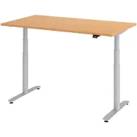 Bümö Schreibtisch elektrisch Bluetooth & App XDLR - Gestell: Silber, Nachbildung: Buche, Größe: 140 x 80 cm
