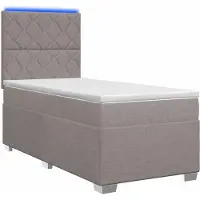 Syfax Boxspringbett mit Matratze mit Kopfteil Taupe 90 x 200 cm Stoff