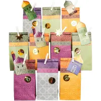Papierdrachen DIY Ramadan Kalender zum Befüllen - für Kinder und Erwachsene - Bedruckte Kraftpapiertüten in lila - gold - zum Aufstellen und Dekorieren - Eid Mubarak - wiederverwendbar - Set 4