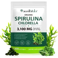 P-Beauty Spirulina Chlorella Kapseln 3100mg Algen Nahrungsergänzung Hochdosiert Vegan 300 St