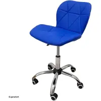 HTI Drehstuhl Neville Blau höhenverstellbar mit Kunstlederbezug und Hartbodenrollen