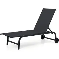 KOMFOTTEU Gartenliege mit Rädern, Stoffliege mit 6-fach verstellbarer Rückenlehne, Liegestuhl für den Außenbereich, Belastung 150 kg, für Balkon, Terrasse, Pool