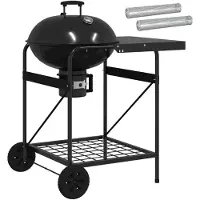 vidaXL Holzkohlegrill mit Räuchertuben 91 x 71 x 107 cm Stahl Schwarz