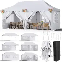 StarTech.com 3x6 m Faltpavillon - Partyzelt - Wasserdicht - 6 Abnehmbare Seitenteile - Stahlgestell - UPF 50+ Winterfest - Weiß